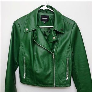 express green leather crop jacket